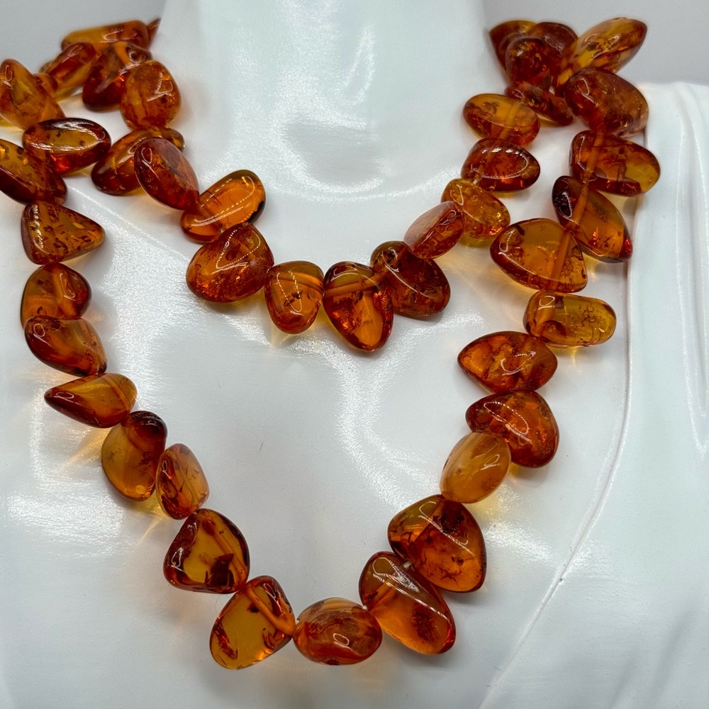 Genuine Baltic Amber Necklace with Amber Screw Clasp 24" Long - Picture 4 of 17